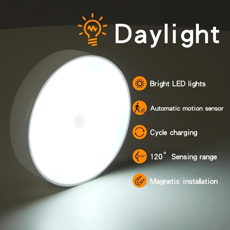 LED Motion Sensor Night Lights USB Rechargeable Wireless Wall Lamp Dual Mode Adjustable Brightness Magnetic Mount Under Cabinet Lighting for Kitchen Hallway Stairs Closet 6 or 12 Pack