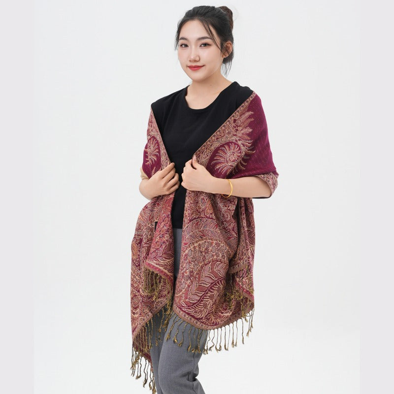 Phoenix Tail Paisley Pashmina Scarf – Thick Warm Wrap Shawl for Women, Luxurious Soft Fabric in 17 Vibrant Colors, Versatile for Formal Events, Everyday Wear & Gifting