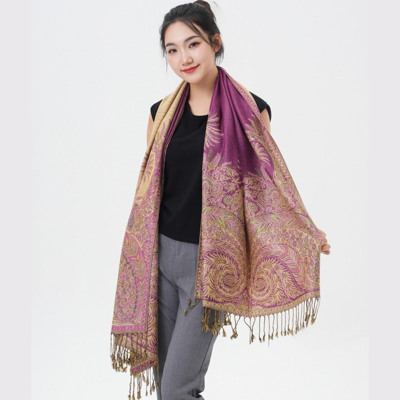 Phoenix Tail Paisley Pashmina Scarf – Thick Warm Wrap Shawl for Women, Luxurious Soft Fabric in 17 Vibrant Colors, Versatile for Formal Events, Everyday Wear & Gifting