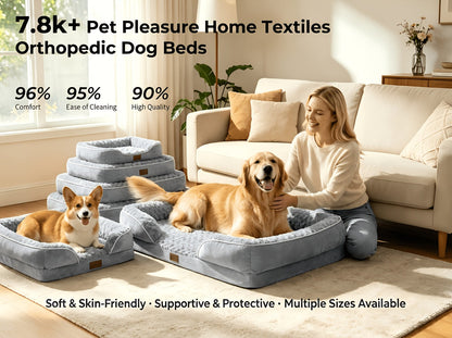 Orthopedic Dog Bed Extra Large Washable – C-Shape Memory Foam Sofa with Removable Cover, Nonskid Bottom & Bolster Support for Large & Giant Dogs, Grey