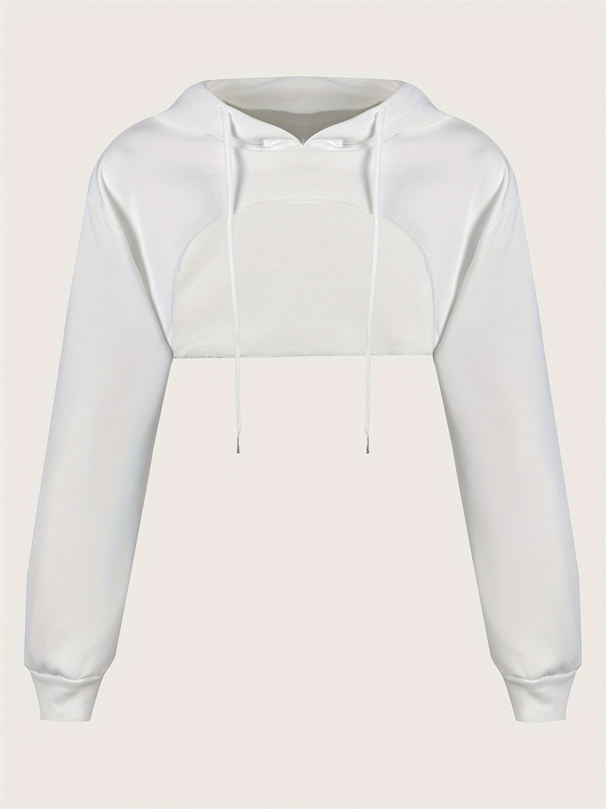 Women's Super Short Crop Hoodie – Drawstring Hood Dipped Hem 100% Polyester Casual Pullover Top for Fall & Winter