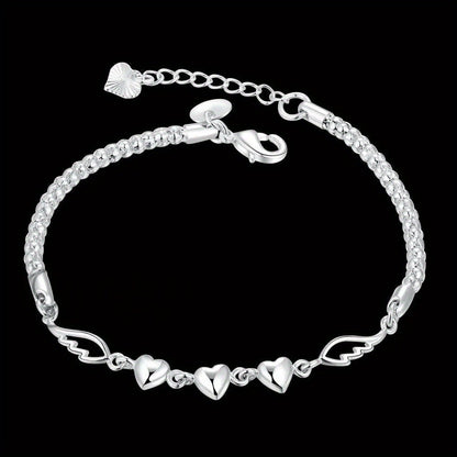 925 Sterling Silver Angel Wings Anklet for Women – Love Heart Charm Chain Anklet, Nickel-Free Beach Jewelry, Perfect Gift for Her, Birthdays & Valentine’s Day