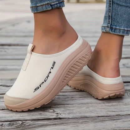 Women's Breathable Mesh Slippers Thickened Shock-Absorbing Sole Lightweight Anti-Slip Indoor Outdoor Casual Shoes Four-Season Comfortable Stylish Footwear White Black Apricot US Size 6-11