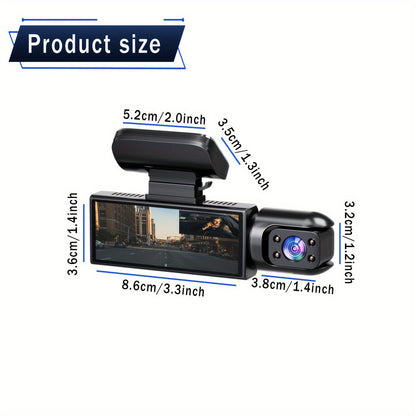 Dash Cam Front & Interior 1080P Front 720P Cabin IR Night Vision Loop Recording Wide Angle Car DVR Camera with 3.16" IPS Screen – Optional 32GB SD Card for Cars Rideshare Uber Lyft