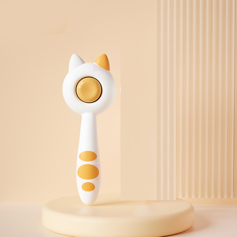 Self-Cleaning Cat Grooming Comb with One-Touch Button - Stainless Steel Deshedding Brush for Long & Short Hair Cats, Pet Hair Remover Massager Shedding Brush for Cats & Dogs
