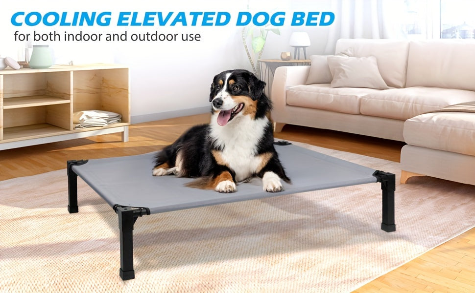 Cooling Elevated Dog Bed Raised Cot with Breathable Mesh and Metal Frame - Washable Portable Dog Cot with No-Slip Feet for Indoor and Outdoor Use, Multiple Sizes and Colors Available