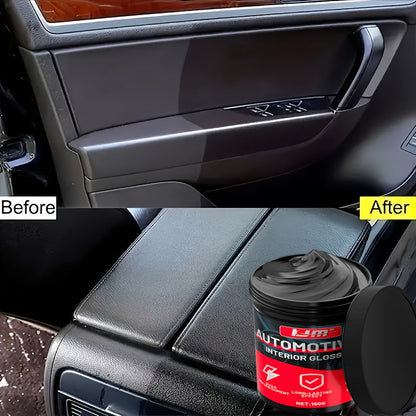 KJM Automotive Plastic Restorer & Whitening Cream 150g with Sponge – All-in-One Dashboard, Tire & Seat Restorer, Car Interior Polish, Upholstery Care, Long-Lasting Gloss & UV Protection