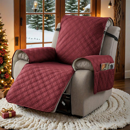Waterproof Recliner Cover Slipcover with Side Pockets Anti-Slip Straps 4-Layer Quilted Fabric Pet Kid Proof Machine Washable Recliner Chair Protector – 11 Colors