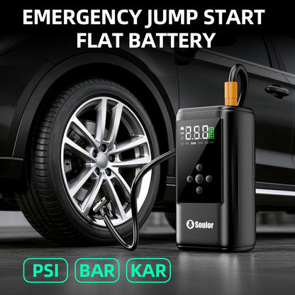 Portable Car Jump Starter 3000A-6000A – 12V Lithium Battery Booster Pack, Dual USB QC 3.0 Fast Charging Power Bank, LED Light & Compass, Fits All Gas Engines