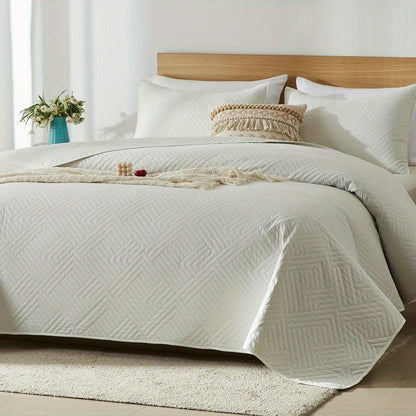 Cooling Summer Quilt Set 2-3 Piece Lightweight Breathable Microfiber Bedspread – Modern Coin Pattern Coverlet Twin Queen King, All Season, Multiple Colors, Holiday Gift for Family