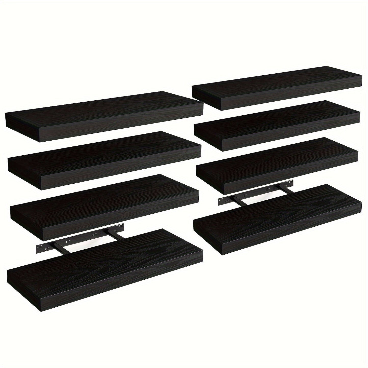 Floating Wall Shelves 15.8 Inch Rustic Finish with Invisible Brackets for Wall Decor Home Storage – 4 or 8 Pack in Rustic Brown Black Walnut