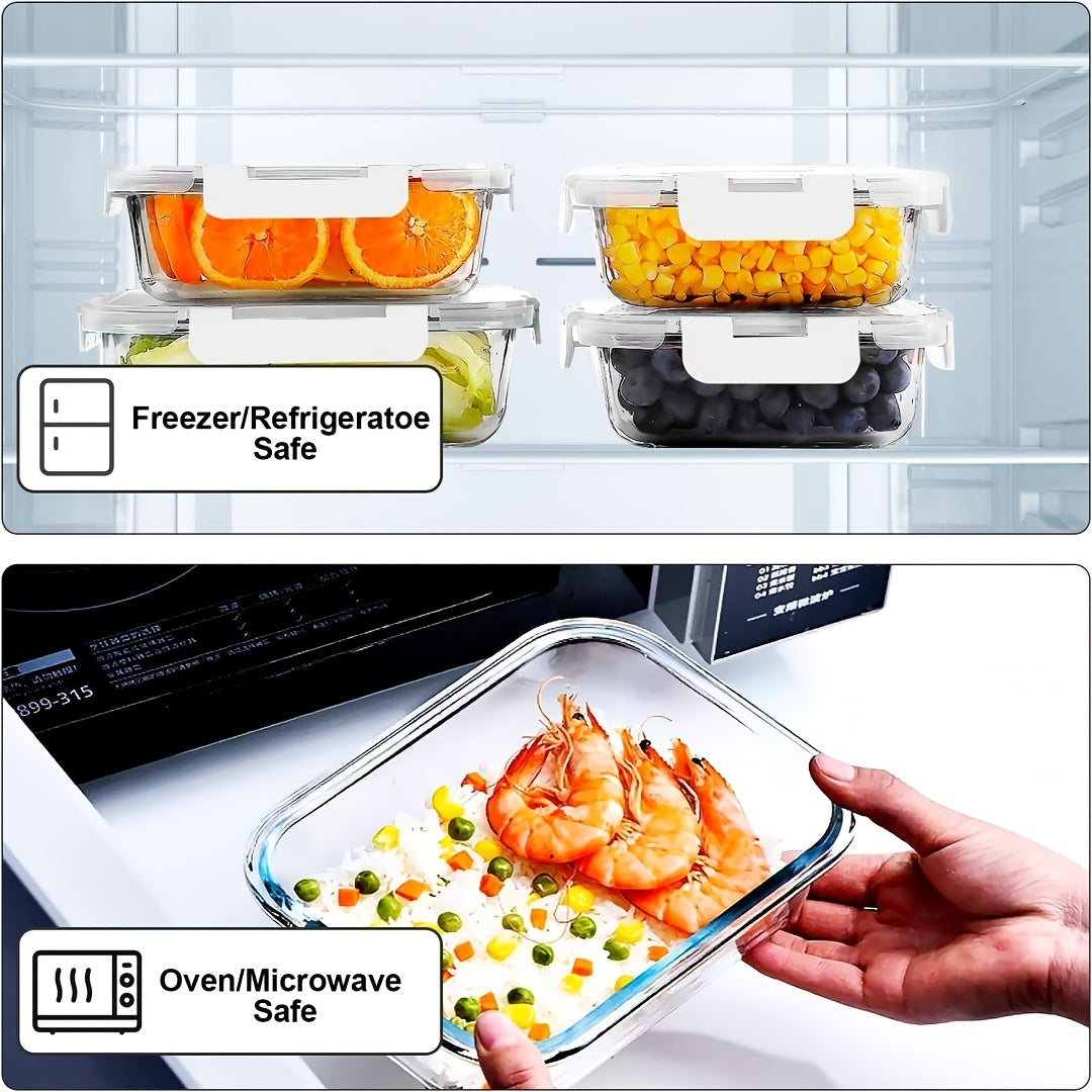 20-Piece Borosilicate Glass Food Storage Containers with Airtight Clip-Lock Lids – Microwave, Oven & Dishwasher Safe Meal Prep Containers for Salads, Fruits, Vegetables & Sandwiches – Includes Cleaning Brushes