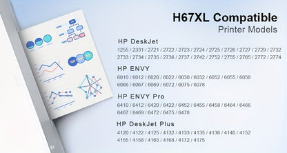 HP 67XL Ink Cartridge Replacement, Remanufactured 67XL Black & Color Ink for HP DeskJet 2732 2755 2752 2742, ENVY 6052 6055 6058 6075 Printer – High Yield, More Pages Per Cartridge