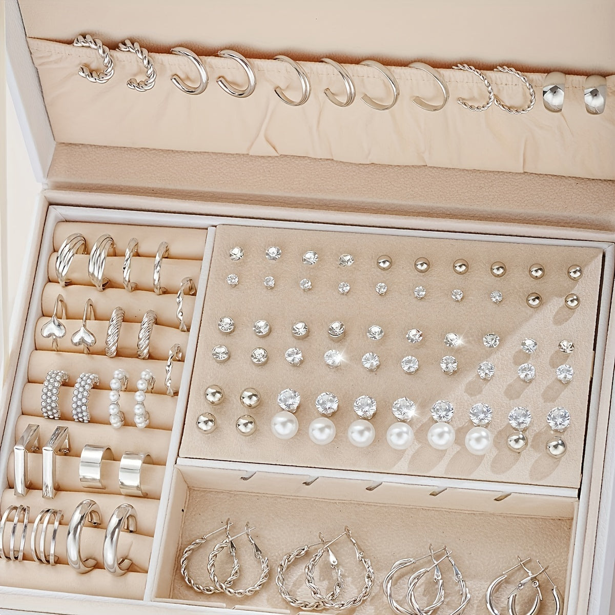 102-Piece Women's Earring Set – Geometric Rhinestone & Twisted Love Loop Styles, Hypoallergenic Stainless Steel Posts, Light Luxury Gift for Daily Wear, Parties & Vacation