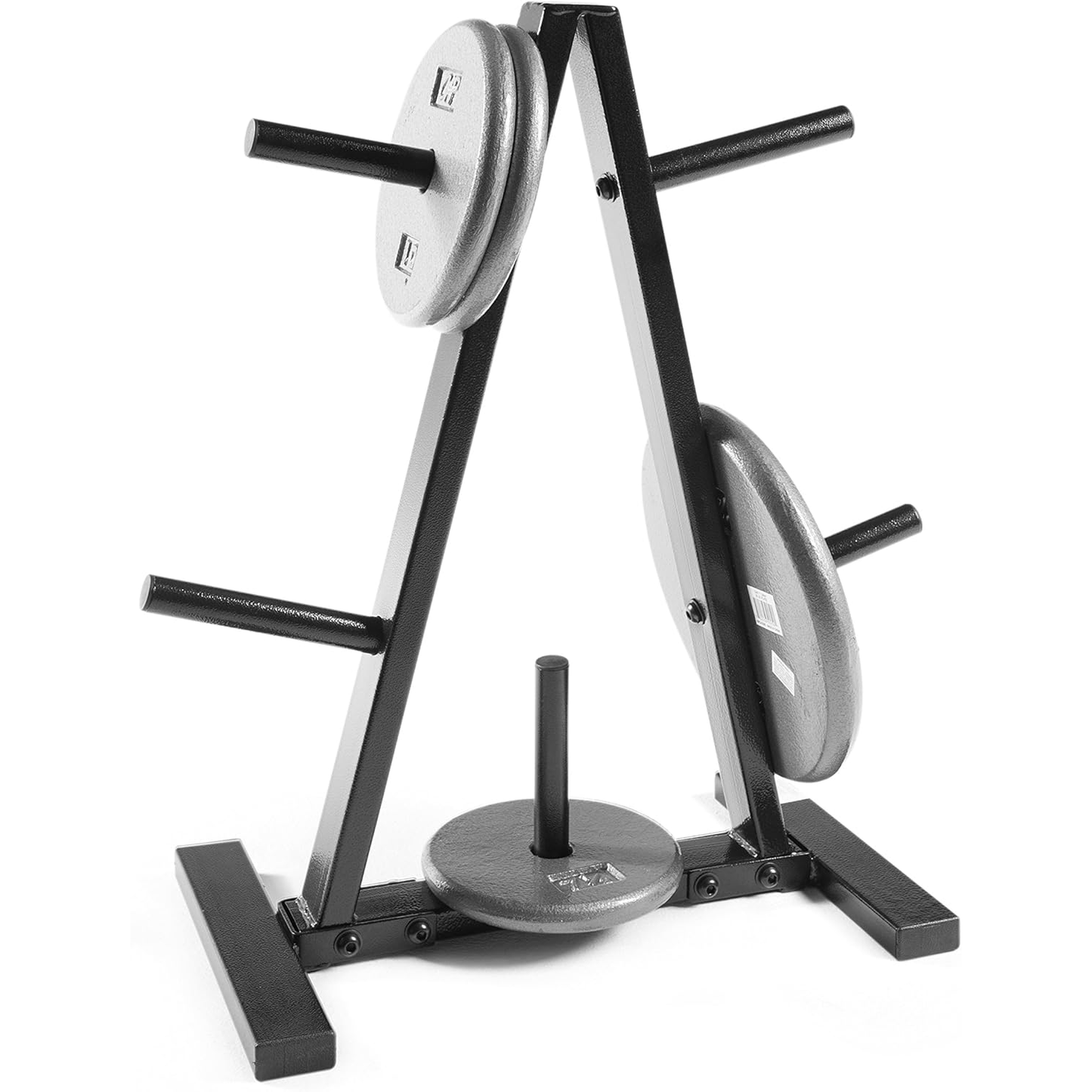 Weight Plate Rack for 1-Inch Plates – 5-Post Steel A-Frame Storage Tree, 300 lb Capacity, Space-Saving Home Gym Organizer, Black Powder Coat Finish, 23.5x12x25.5 Inch