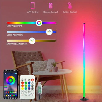Smart RGBICB LED Floor Lamp with App and Remote Control Mood Atmosphere Lighting Color Changing Corner Lamp for Living Room Bedroom Gaming Office Home Decor Birthday Christmas Gift