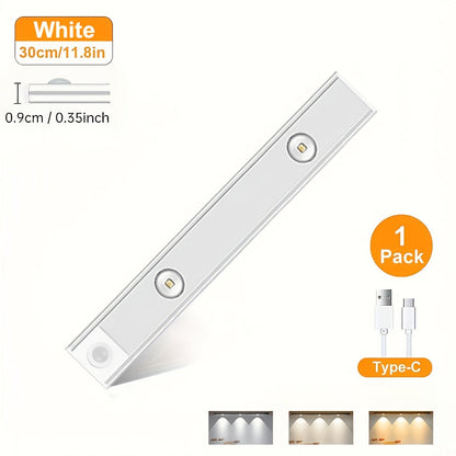LED Motion Sensor Under Cabinet Light – Wireless USB-C Rechargeable Closet Light, 3 Color Temps & Dimmable, Magnetic Mount, Motion Activated Night Light for Kitchen Cabinet Closet Drawer (1/2/4 Pack)