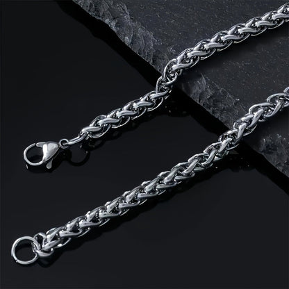 8pcs Men's Stainless Steel Necklace Set – Cuban Chain & Twisted Chain Hip Hop Street Style, Durable Fashion Chains for Men, Perfect Gift for Boyfriend, Son, Father's Day & Birthday