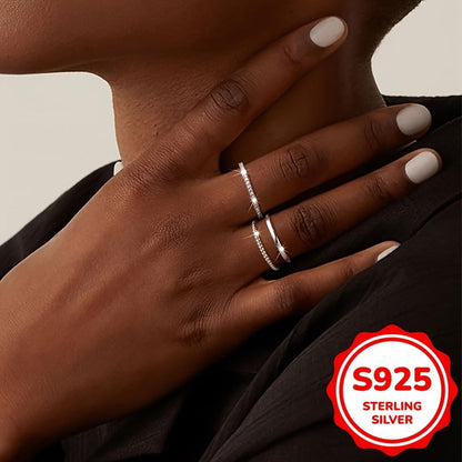 3-Piece 925 Sterling Silver Stackable Rings for Women – April Birthstone Cubic Zirconia, Elegant Lightweight 1g Each, Sizes 6-10, Daily & Party Wear Jewelry Gift Set
