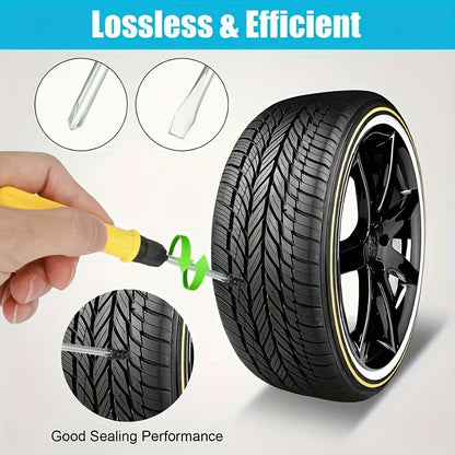 Tire Repair Kit 101pcs Rubber Nails Puncture Plug Tool with Screwdriver – Emergency Tubeless Flat Fix for Car Motorcycle Truck SUV ATV