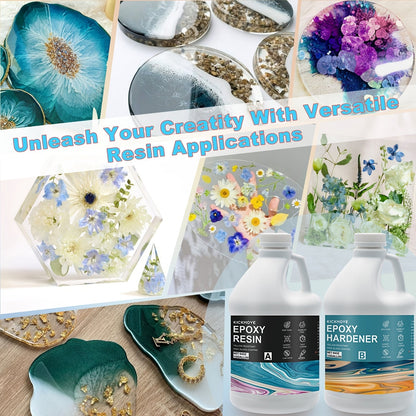 Clear Epoxy Resin Kit 2 Part High Gloss Casting Coating Countertop Table Top Resin Art DIY Jewelry Handcraft with Pumps 16oz to 2 Gallon