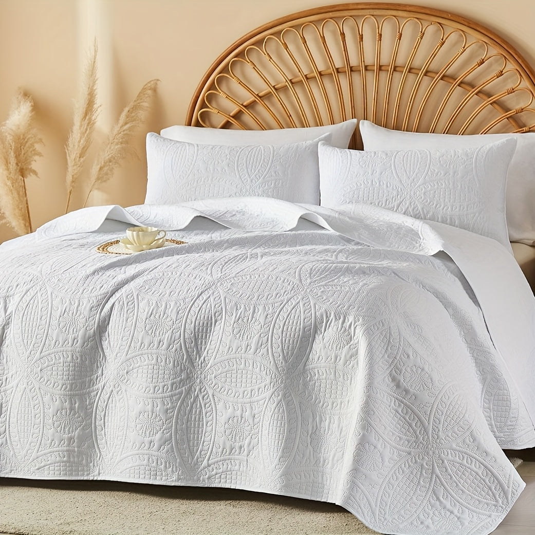 Cooling Summer Quilt Set 2-3 Piece Lightweight Breathable Microfiber Bedspread – Modern Coin Pattern Coverlet Twin Queen King, All Season, Multiple Colors, Holiday Gift for Family