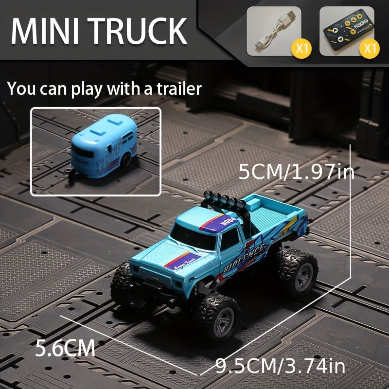 1:64 Alloy Mini Remote Control Off-Road Truck with Shock Absorbers Die-Cast RC Car Toy Gift for Boys Kids Birthday Christmas Halloween Dark Gray Teal Green Sky Blue Mixed