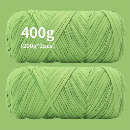 T-Shirt Fabric Yarn 400g (2 x 200g) Chunky Cotton Blend in 49 Colors – Soft Thick Yarn for Crochet Baskets, Bags, Rugs, Macrame & Knitting Projects – Beginner-Friendly Craft Yarn