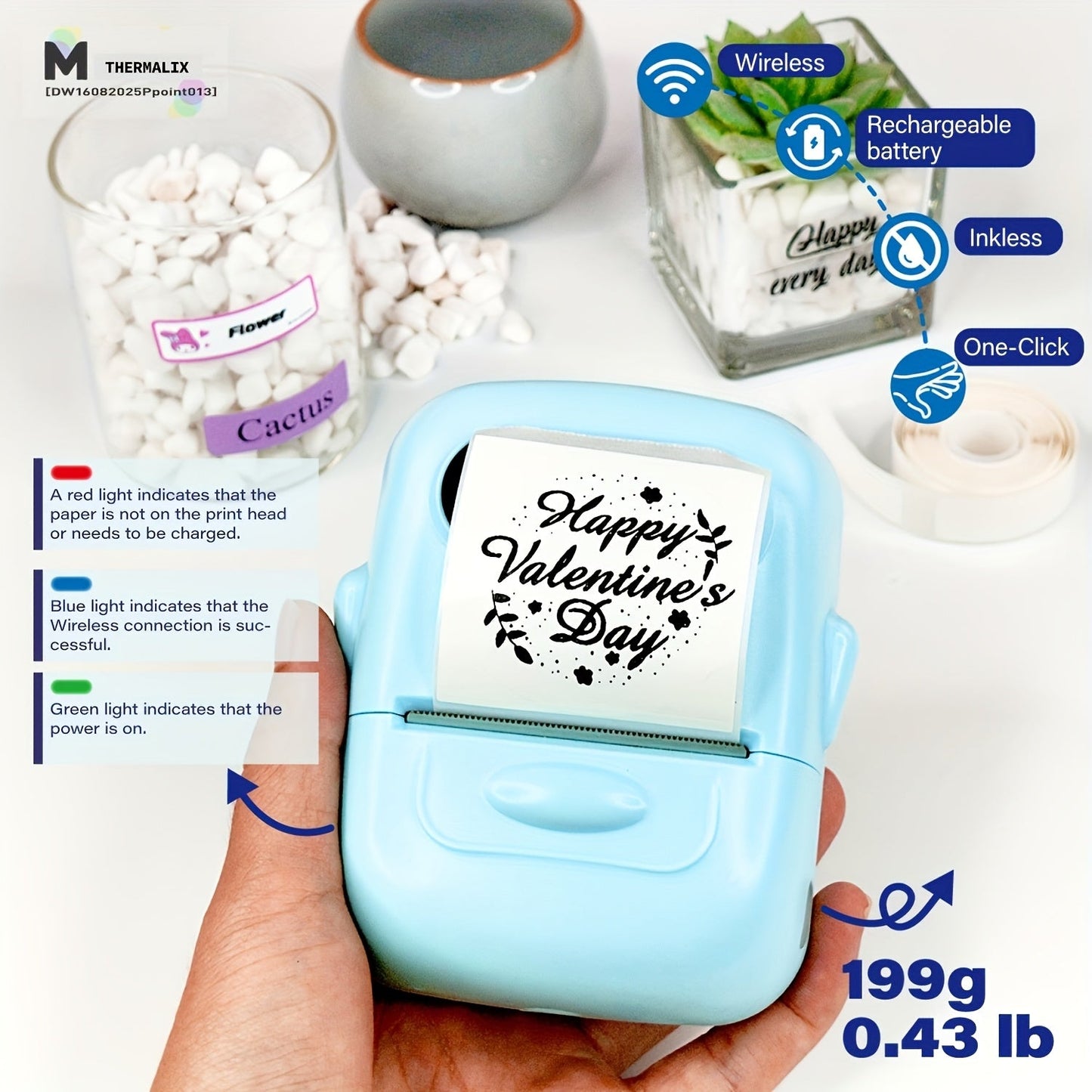 Marklife P50 Portable Bluetooth Thermal Label Printer – Wireless Label Maker for Home, Office, Clothing, Jewelry & Food, Compatible with Android & iOS, Includes 40x30mm White Label Roll