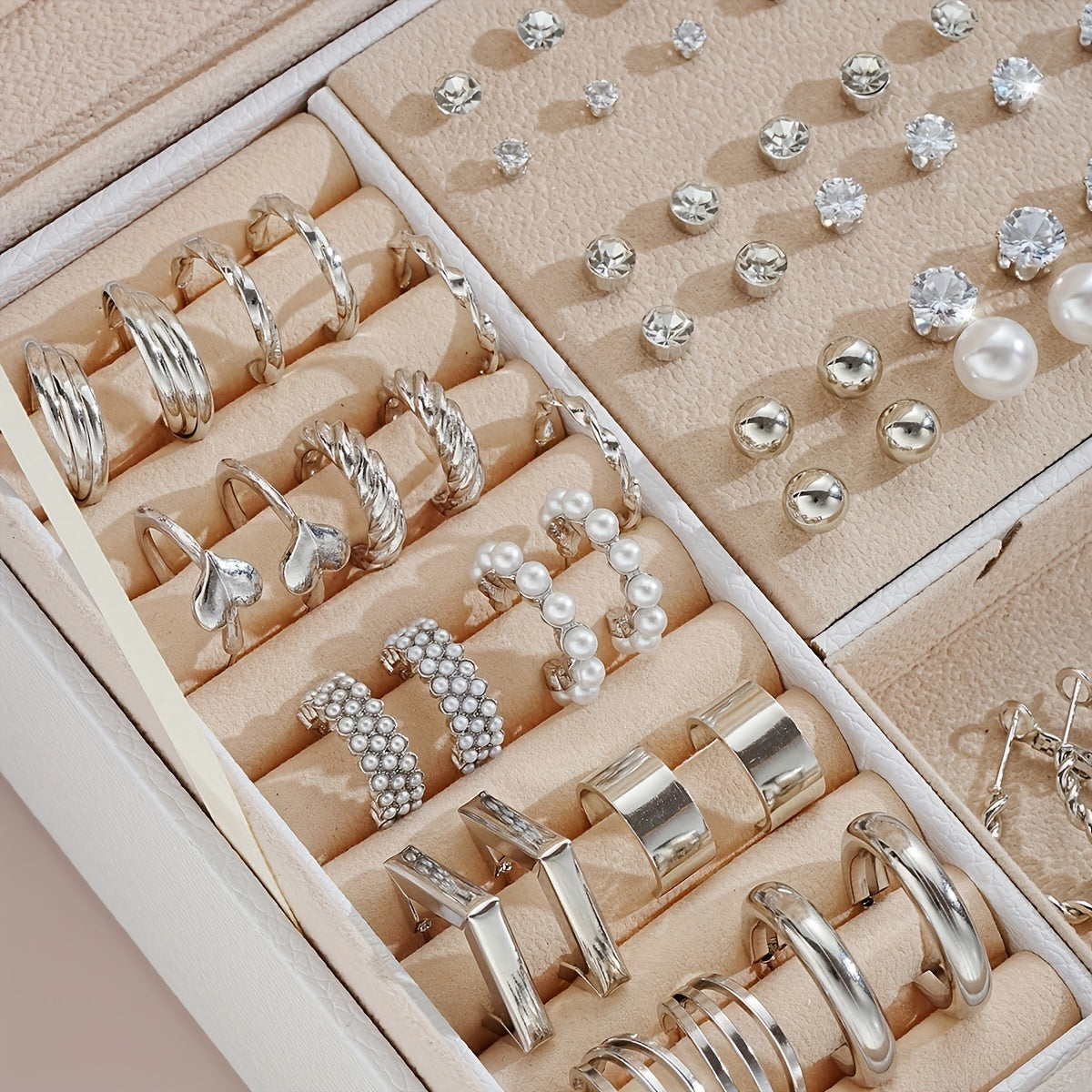 102-Piece Women's Earring Set – Geometric Rhinestone & Twisted Love Loop Styles, Hypoallergenic Stainless Steel Posts, Light Luxury Gift for Daily Wear, Parties & Vacation