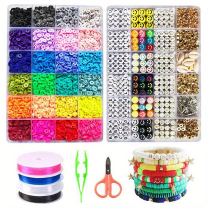 7200pcs Clay Beads Bracelet Making Kit Colorful Soft Clay Beads for DIY Friendship Bracelets Jewelry Making with Storage Box Complete Bead Set for Girls Kids Teens Adults Craft Supplies
