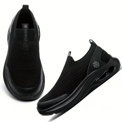 Steel Toe Work Shoes for Men Slip-On Lightweight Safety Sneakers Puncture-Resistant Non-Slip Loafers Black Grey Blue Sizes US 5.5-14