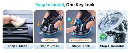 3-in-1 Car Phone Holder Suction Cup & Air Vent Mount | 360° Rotation, 6.5"-8.5" Telescopic Arm, 60LB Nano-Gel Suction, Scratch-Proof – Universal Fit for iPhone, Samsung, Google & All 4"-7.2" Phones