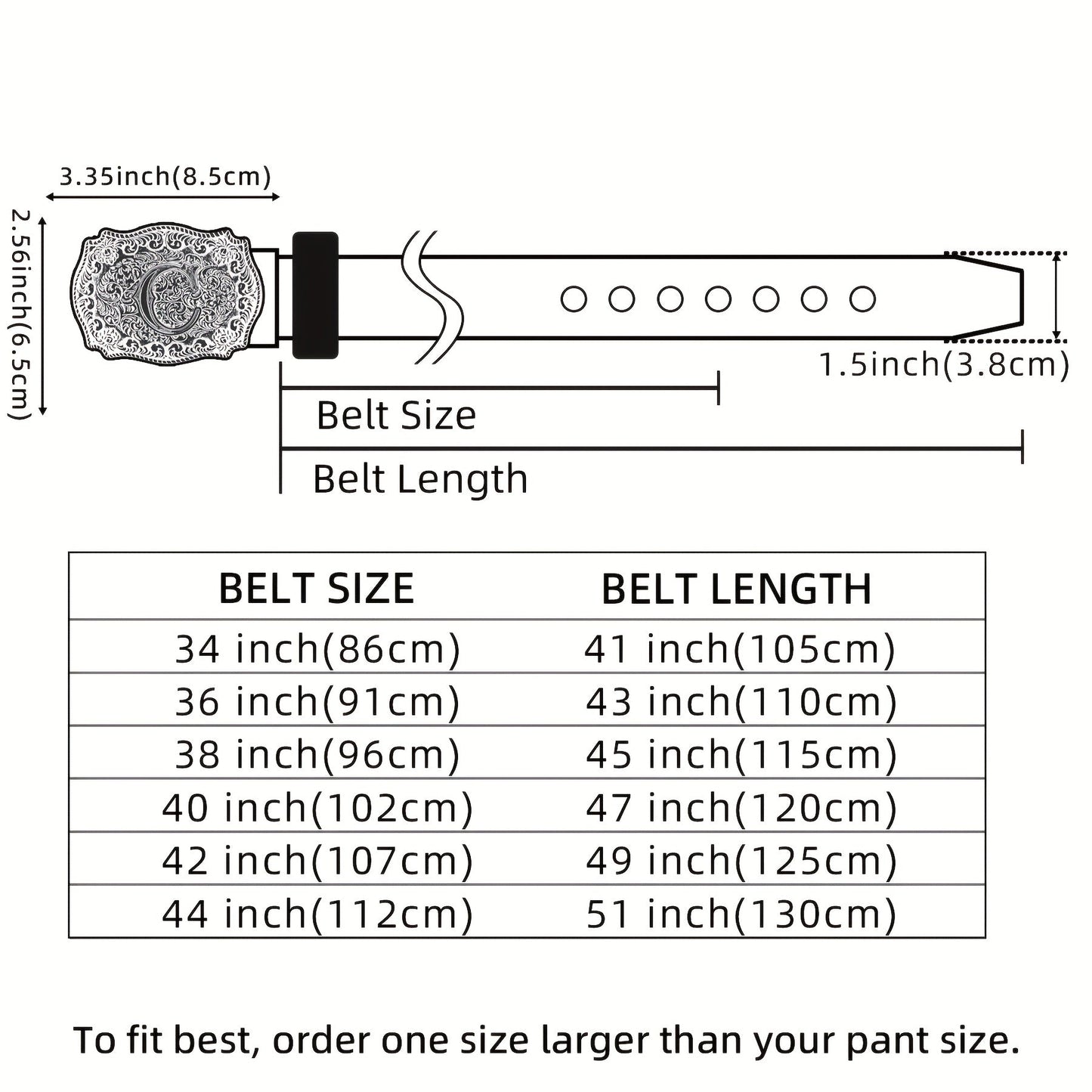 Western Cowboy Belt for Men & Women Embossed Floral Faux Leather – Longhorn Bull Pattern Big Buckle Zinc Alloy, Sizes 34-44, Stylish Durable Country Western Dress Belt Gift for Christmas Father's Day