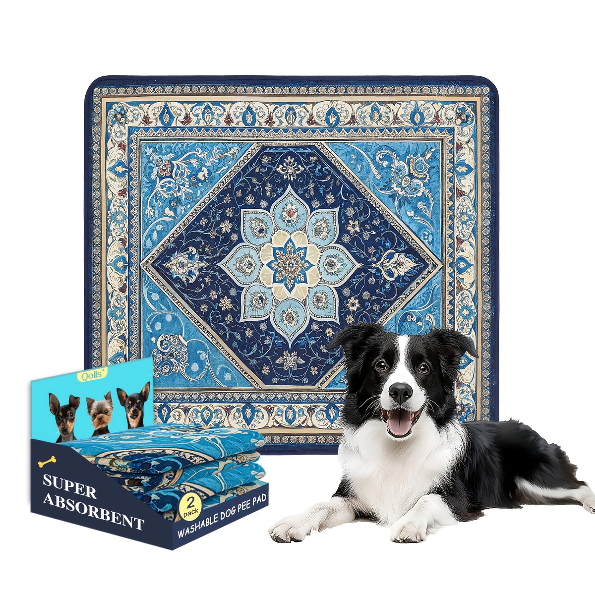 Washable Dog Pee Pads Reusable Puppy Training Pads Super Absorbent Heavy Duty Leakproof Non-Slip Pet Pads for Floor Crate Couch Whelping Multiple Sizes & Patterns Machine Washable