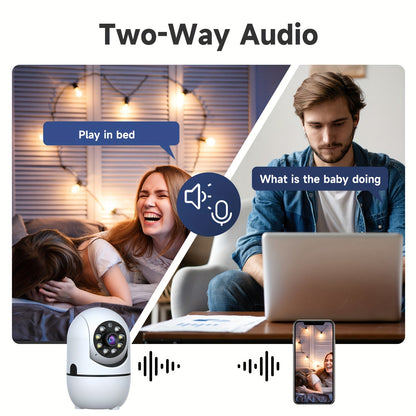 2-Pack Indoor Security Camera 355° Rotation – 2.4G/5G WiFi, Motion Detection, Full-Color Night Vision, Two-Way Audio, Cloud & 256GB TF Card Storage, Alexa Compatible, Baby & Pet Monitor for Home