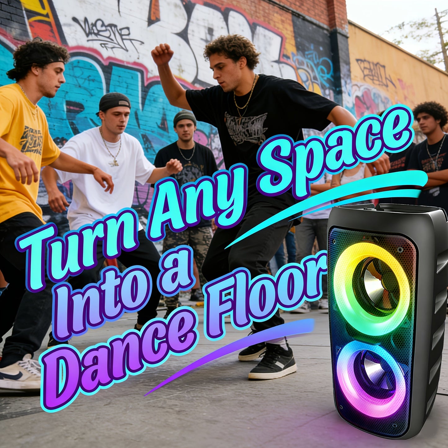 Portable Wireless Karaoke Bluetooth Speaker with Subwoofer - 1200mAh Battery, TF Card & USB Support, Compact High-Power Party Speaker with Microphone Option, Tabletop Mount & Button Control