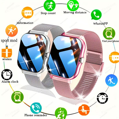 Full Touch Smartwatch 1.83" TFT Large Screen – Wireless Calling, Message Reminders, Email Display, Location Navigation, Remote Camera, Music Player, USB Charging, Gift for Family & Friends