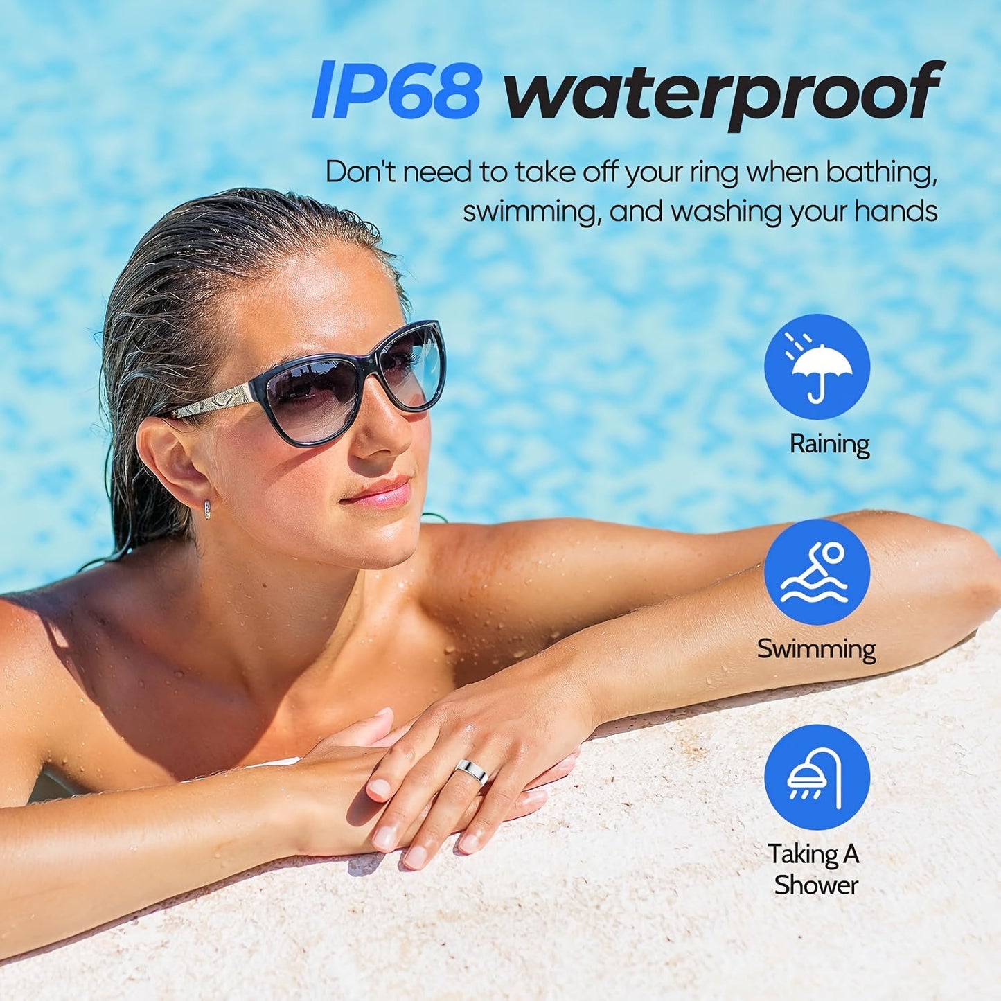 Smart Ring for Women & Men – IP68 Waterproof Fitness Tracker with Sleep Tracking, Step Counter, Exercise Monitoring & Camera Control, Lightweight Health Ring Compatible with iPhone & Android
