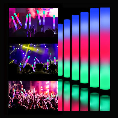 50pcs LED Foam Glow Sticks with 3 Flicker Modes – Colorful Bulk Glow Sticks for Parties, Weddings, Birthdays, Concerts, Christmas & New Year Celebrations