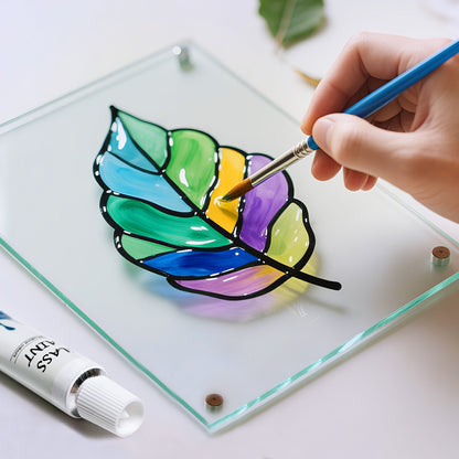 Glass Paint Set 12 Colors Non-Toxic Acrylic Stained Glass Painting Kit for Wine Glasses Windows Ceramic Mugs ASTM Certified Odorless with 3 Brushes for Adults Artists and Beginners