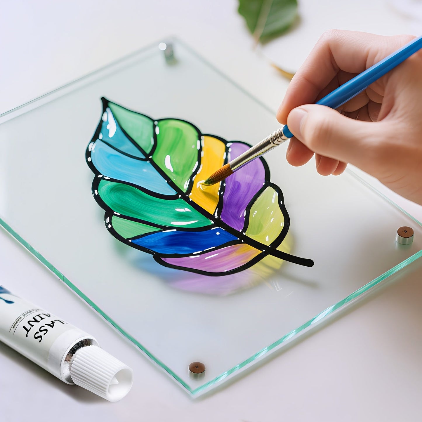 Glass Paint Set 12 Colors Non-Toxic Acrylic Stained Glass Painting Kit for Wine Glasses Windows Ceramic Mugs ASTM Certified Odorless with 3 Brushes for Adults Artists and Beginners