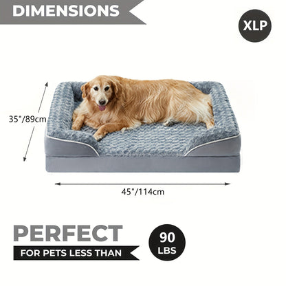 Orthopedic Dog Bed Extra Large Washable – C-Shape Memory Foam Sofa with Removable Cover, Nonskid Bottom & Bolster Support for Large & Giant Dogs, Grey