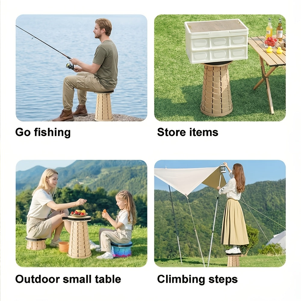 Collapsible Folding Stool 2-Pack 400lbs Capacity Portable Telescoping Retractable Seat for Camping Fishing Hiking Kitchen Outdoors – Lightweight Rainbow Stool – Black