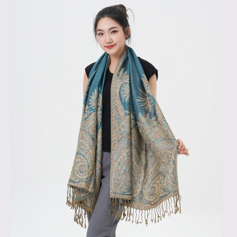 Phoenix Tail Paisley Pashmina Scarf – Thick Warm Wrap Shawl for Women, Luxurious Soft Fabric in 17 Vibrant Colors, Versatile for Formal Events, Everyday Wear & Gifting