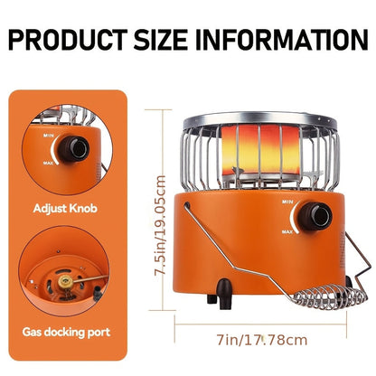 9000 BTU 2-in-1 Propane Camping Stove & Heater with Gas Hose & MAPP Converter – Adjustable Flame Portable Indoor Outdoor Gas Burner, Stainless Steel, 10.7x7 Inch Compact Design for Camping Cooking & Emergency Use