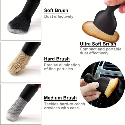 26PCS Car Detailing Brush Set Complete Car Cleaning Kit with Drill Brushes Wash Mitt Tire Brush Window Squeegee Cleaning Gel Spray Bottle for Interior Exterior Wheels Windshield Professional Auto Care