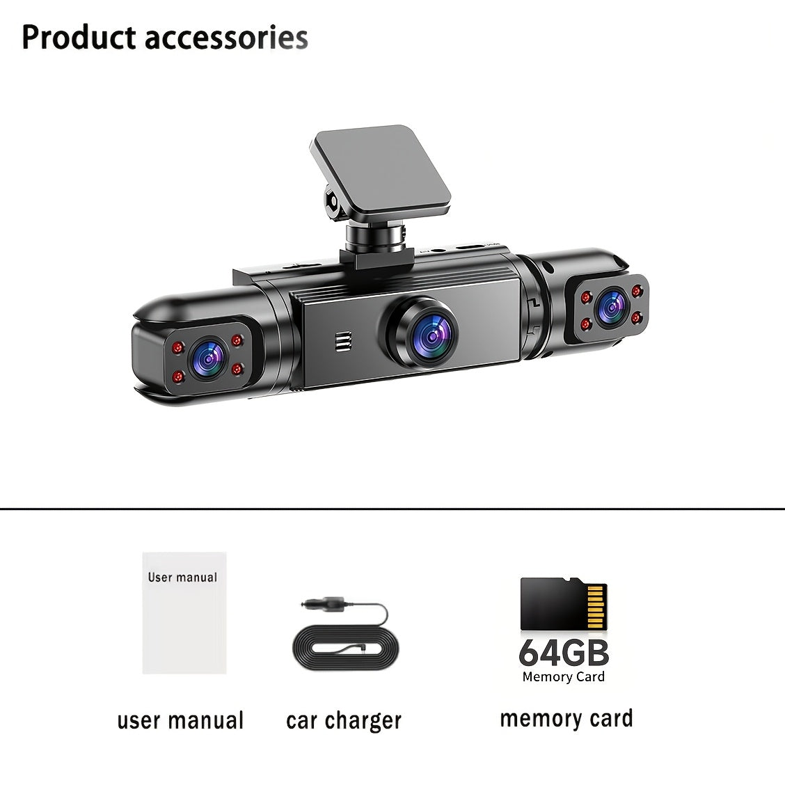 360° Panoramic Dash Cam 3/4 Lens 1080P HD with Quad-Split Screen, HD Night Vision, WDR & G-Sensor – Full Coverage Front, Rear, Left & Right Loop Recording – Rideshare & Fleet Ready – Velora