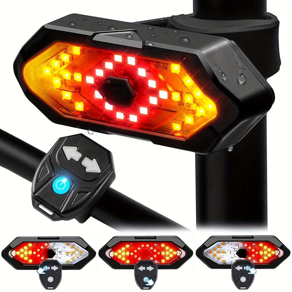Bike Tail Light with Turn Signals USB Rechargeable 120 Lumens 5 Modes Wireless Remote Control LED Safety Rear Light for Road Mountain Commuter Bike Adults Kids Men Women Cycling