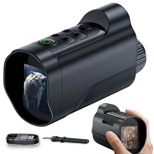 Night Vision Goggles 1080P Monocular 5W Infrared 10X Digital Zoom 2600ft Range 2700mAh Rechargeable Battery 2 Inch HD Display for Hunting Camping Wildlife Observation Security